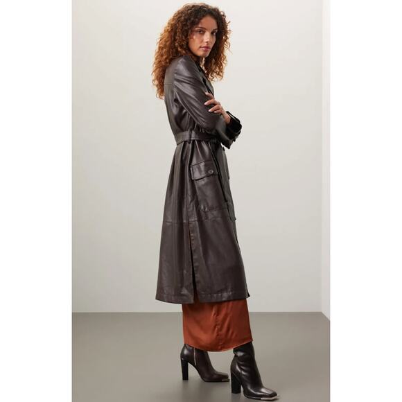 Osman Yousefzada x RTR Faux Leather Trench Coat Size 2 - Picture 2 of 11